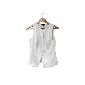 Moa Moa White Women's Classic Preppy Minimalist V-neckline Chic Vest Size Medium